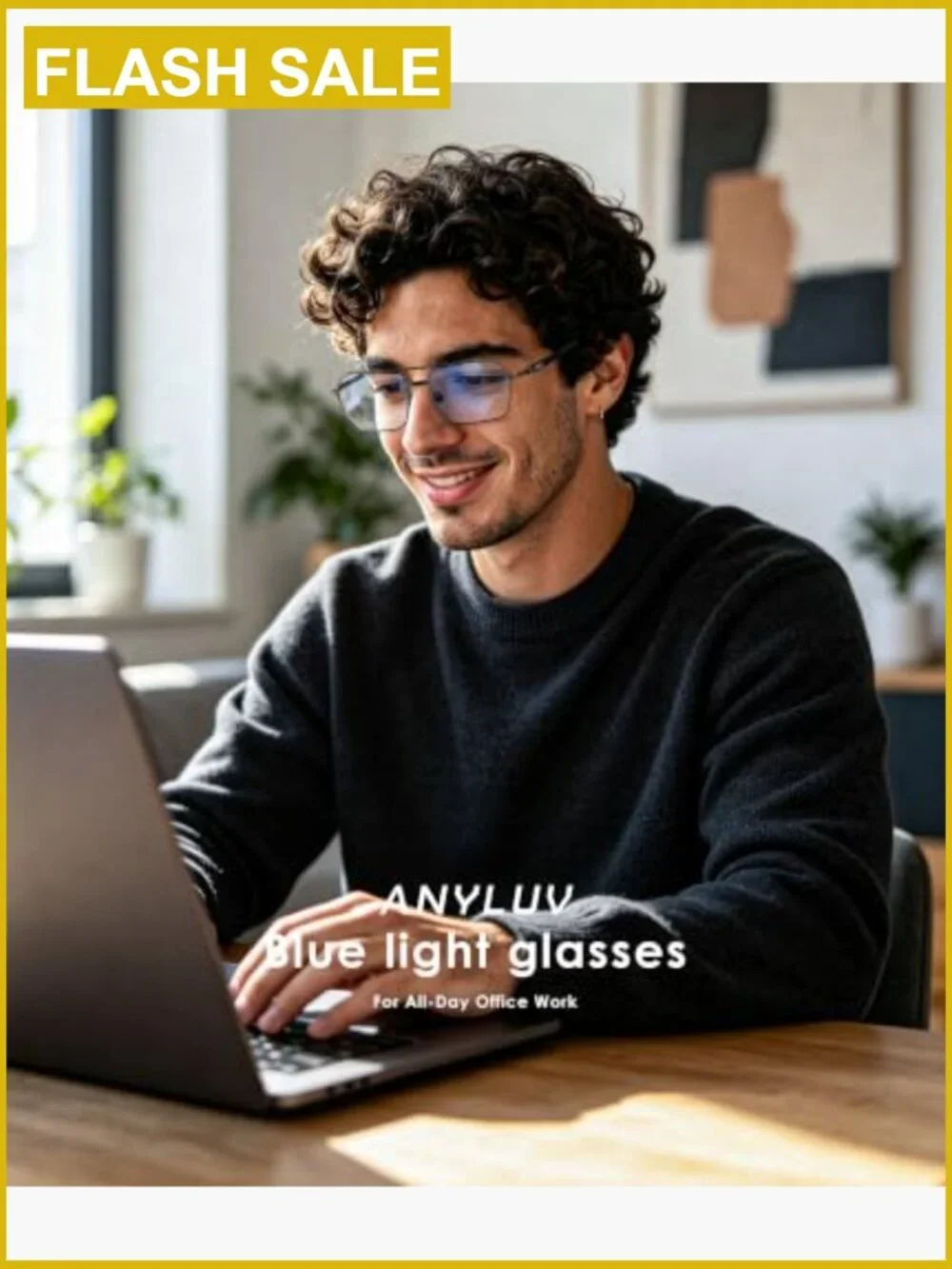 Blue Light Blocking Glasses, Computer Screen Eye Protection, Square Metal Frame